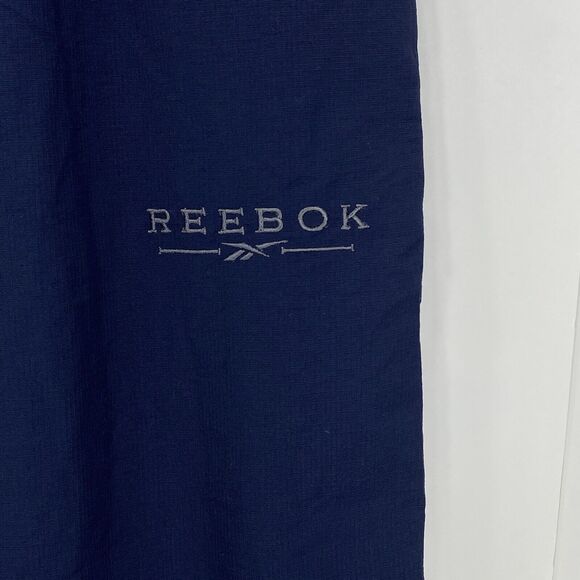 Vintage Reebok Men's Medium Windbreaker Navy Blue Track Pants Activewear Pants - Picture 3 of 12